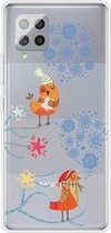Voor Samsung Galaxy A42 5G Trendy Leuke Kerst Patroon Case Clear TPU Cover Telefoon Gevallen (Twee Sneeuwvlokken)