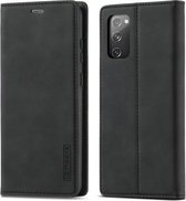 Voor Samsung Galaxy S20 FE LC.IMEEKE Sterk magnetisme Ultradunne horizontale flip schokbestendig Matte TPU + PU lederen tas met houder & kaartsleuven & portemonnee (zwart)