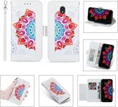 Voor Samsung Galaxy J5 (2017) / J530 Afdrukken Tweekleurig half mandala-patroon Dubbelzijdige magnetische gesp Horizontale flip lederen tas met houder & kaartsleuven & portemonnee & fotolijst