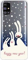 Voor Samsung Galaxy M51 Trendy Leuke Kerst Patroon Case Clear TPU Cover Telefoon Gevallen (Drie Witte Konijnen)