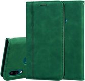 Voor Samsung Galaxy A10s Frosted Business Magnetische Horizontale Flip PU lederen tas met houder & kaartsleuf & lanyard (groen)