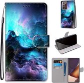 Voor Samsung Galaxy Note 20 Ultra Gekleurde Tekening Cross Textuur Horizontale Flip PU Lederen Case met Houder & Kaartsleuven & Portemonnee & Lanyard (Kleurrijke Wolken)