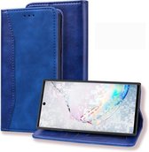 Voor Samsung Galaxy Note 10+ Business Stitching Horizontale flip lederen hoes met dubbele vouw & beugel & kaartsleuven & fotolijst & portemonnee (saffierblauw)
