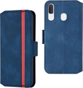 Voor Galaxy A20 / A30 Retro Frosted Oil Side Horizontale Flip Case met houder & kaartsleuven (blauw)