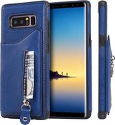 Voor Galaxy Note 8 effen kleur dubbele gesp rits schokbestendige beschermhoes (blauw)