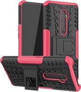 Voor OPPO Reno2 Tyre Texture Shockproof TPU + PC beschermhoes met houder (roze)