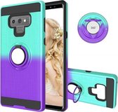 Voor Galaxy Note 9 2 in 1 pc + TPU beschermhoes met 360 graden roterende ringhouder (groen paars)