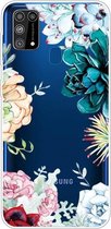 Voor Samsung Galaxy M31 schokbestendig geverfd transparant TPU beschermhoes (Gem Flower)