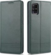 Voor Samsung Galaxy A71 AZNS Magnetische Kalfsstructuur Horizontale Flip Leren Case met Kaartsleuven & Houder & Portemonnee (Donkergroen)