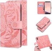 Voor Samsung Galaxy S8 Tiger Embossing Pattern Horizontale Flip lederen tas met houder & kaartsleuven & portemonnee (roze)