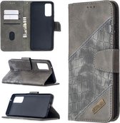 Voor Samsung Galaxy S20 FE 5G / S20 Lite Bijpassende kleur Krokodiltextuur Horizontale flip PU lederen tas met portemonnee & houder & kaartsleuven (grijs)