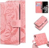 Voor Samsung Galaxy S20 Ultra Tiger Embossing Pattern Horizontale Flip lederen tas met houder & kaartsleuven & portemonnee (roze)