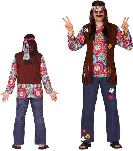 Fiestas Guirca Verkleedpak Hippie Heren Polyester Rood Mt