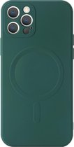 Yonovo®  MagSafe case voor iPhone 12 MAX Groen - Hoesje Siliconenhoesje compatible - Transparant - voor Mobiele Wallet Kaarthouder Autohouder - Voor Apple MagSafe accessoires - Oplader draadl