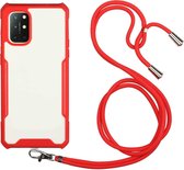 Voor OnePlus 8T acryl + kleur TPU schokbestendig hoesje met nekkoord (rood)