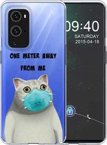 Voor OnePlus 9 Gekleurd tekeningpatroon Zeer transparant TPU beschermhoes (Mask Cat)