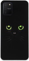 ADEL Siliconen Back Cover Softcase Hoesje voor Samsung Galaxy S10 Lite - Katten Zwart Groene Ogen
