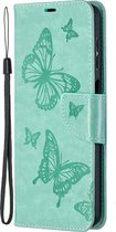 Samsung Galaxy A12 Hoesje - Mobigear - Butterfly Serie - Kunstlederen Bookcase - Turquoise - Hoesje Geschikt Voor Samsung Galaxy A12