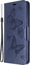 Samsung Galaxy A21 Hoesje - Mobigear - Butterfly Serie - Kunstlederen Bookcase - Blauw - Hoesje Geschikt Voor Samsung Galaxy A21
