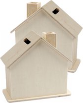 Set van 6x stuks beschilderbare hobby/knutsel spaarpot houten huisjes 10 cm