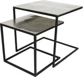 Lux - bijzettafel - silver - aluminum - 50x50x50 - set van 2