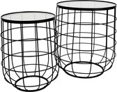 Lux - bijzettafel - zwart - metaal -54x54x61- set van 2