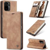 Voor Geschikt voor Xiaomi Redmi Note 10 / Note 10s CaseMe 013 Multifunctionele horizontale flip lederen tas met houder & kaartsleuf & portemonnee (bruin)