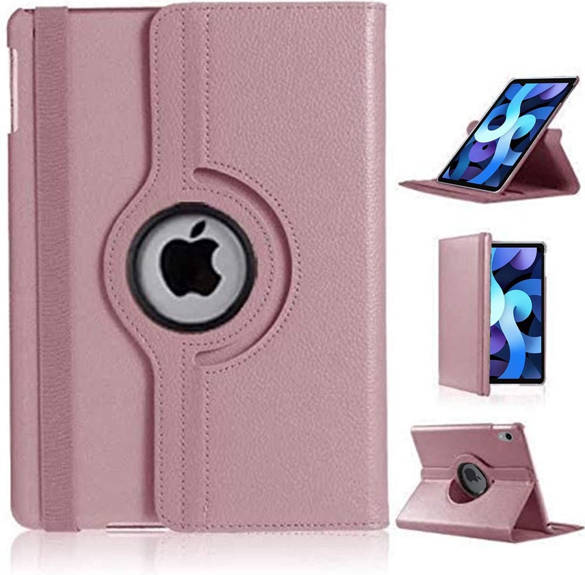 Hoes geschikt voor iPad Air 5 Hoes M3/M2 (2025/2024), iPad Air 5th/4th Gen - 360 Graden Draaibare bookcase met standaard - Rose Goud