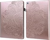 Voor Amazon Kindle Fire HD 10 2016/2017/2018/2019 Pauw reliëfpatroon TPU + PU horizontaal flip lederen hoesje met houder & kaartsleuven & portemonnee & slaap- / wekfunctie (roségou