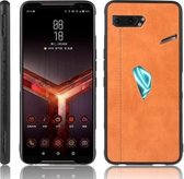 Voor Asus ROG Phone II ZS660KL Schokbestendig Naaien Koe Patroon Huid PC + PU + TPU Case (Oranje)