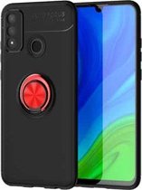 Voor Huawei P Smart (2020) Lenuo schokbestendige TPU beschermhoes met onzichtbare houder (zwart rood)