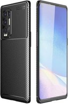 Voor OPPO Reno5 Pro Plus koolstofvezel textuur schokbestendig TPU-hoesje (zwart)