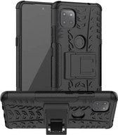 Voor Motorola Moto G 5G Bandtextuur Schokbestendig TPU + pc-beschermhoes met houder (zwart)