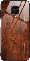 Voor Geschikt voor Xiaomi Redmi Note 9S houtnerfglas beschermhoes (M02)