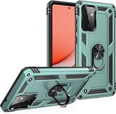 Voor Samsung Galaxy A72 5G schokbestendige TPU + pc-beschermhoes met 360 graden roterende houder (groen)