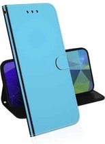 Voor Samsung Galaxy A52 5G Lmitated Spiegeloppervlak Horizontale Flip Leren Case met Houder & Kaartsleuven & Portemonnee & Lanyard (Blauw)