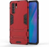 Schokbestendige pc + TPU-hoes voor Huawei P30 Pro, met houder (rood)