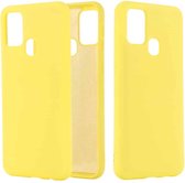 Voor Samsung Galaxy M51 effen kleur vloeibare siliconen schokbestendige volledige dekking beschermhoes (geel)