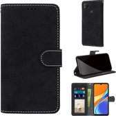 Voor Xiaomi Redmi 9C Retro Frosted Horizontale Flip PU lederen tas met houder & kaartsleuven & portemonnee & fotolijst (zwart)