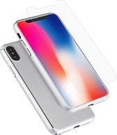 360 graden volledige dekking afneembare pc-beschermhoes met gehard glasfolie voor iPhone X (zilver)