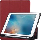 Stoffen hoes met textuurpatroon voor iPad 9.7 (2018) en iPad 9,7 inch (2017), met drie-vouwbare houder en penhouders (rood)