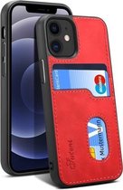 H09 TPU + PU lederen schokbestendige beschermhoes met kaartsleuven voor iPhone 12 Pro Max (rood)