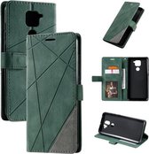 Voor Geschikt voor Xiaomi Redmi Note 9 Skin Feel Splicing Horizontale flip lederen tas met houder & kaartsleuven & portemonnee & fotolijst (groen)