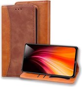 Voor Xiaomi Redmi Note 8 Zakelijke stiksels Horizontale flip lederen tas met dubbele vouw & beugel & kaartsleuven & fotolijst & portemonnee (bruin)