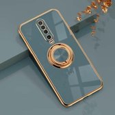 Voor Xiaomi Redmi K30 6D Galvaniseren Volledige dekking Siliconen beschermhoes met magnetische ringhouder (grijs)