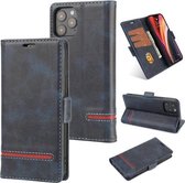 Voor iPhone 12/12 Pro Business Style Line Splicing Horizontale Flip TPU + PU lederen tas met kaartsleuven & houder & portemonnee (zwart)