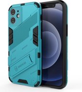 Punk Armor 2 in 1 PC + TPU schokbestendig hoesje met onzichtbare houder voor iPhone 12 mini (blauw)