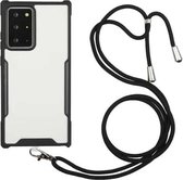 Voor Samsung Galaxy S21 Ultra 5G acryl + kleur TPU schokbestendig hoesje met nekkoord (zwart)