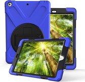 Voor iPad Pro10.5 / Air 10.5 2019360 graden rotatie pc + siliconen beschermhoes met houder en handriem (donkerblauw)