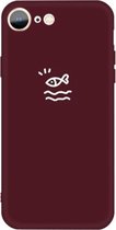 Voor iPhone SE 2020/8/7 Small Fish Pattern Colorful Frosted TPU telefoon beschermhoes (wijnrood)